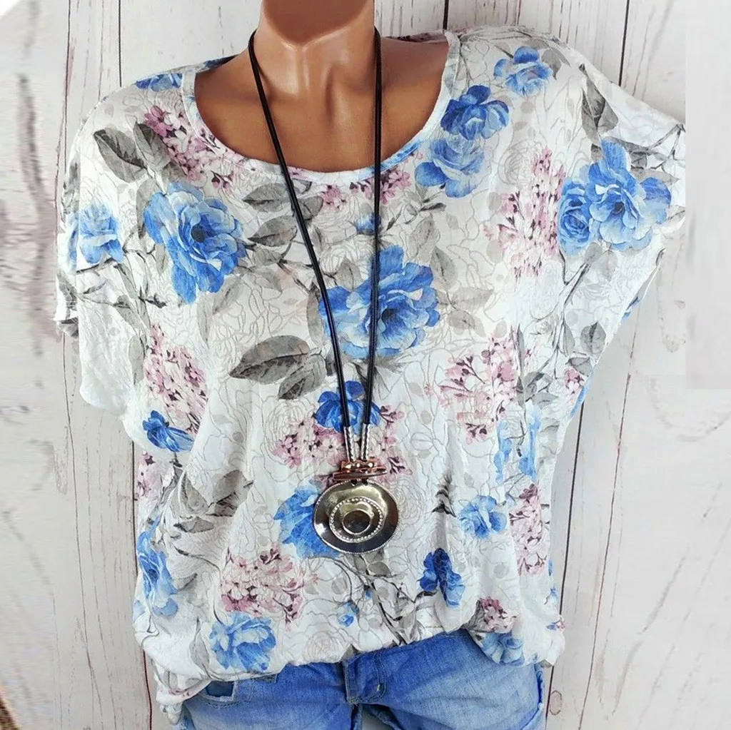 Рубашки размера плюс с цветочным принтом женские 2020 блузки Свободная блузка