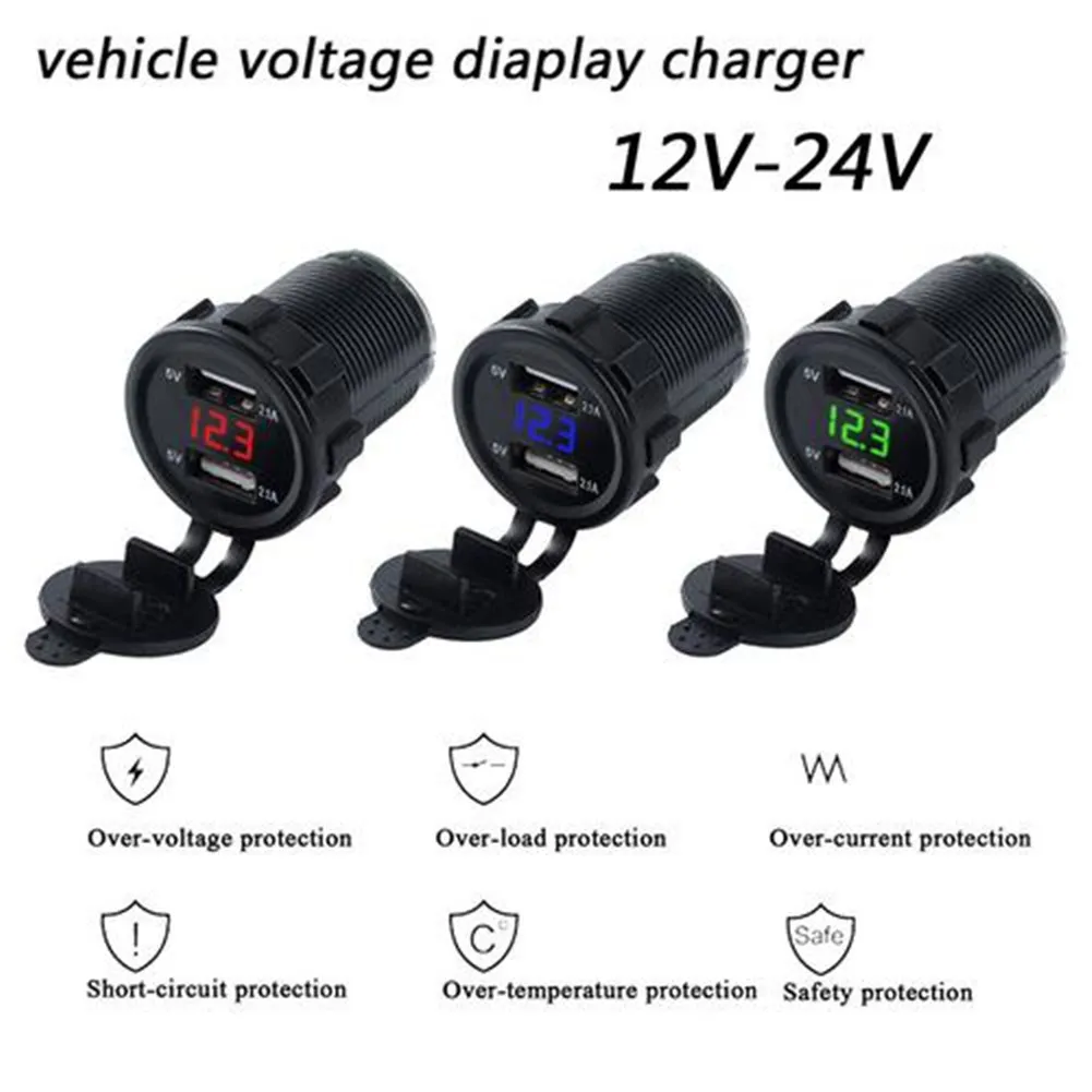 

Car Motorcycle 12V Mobile Phone Charger Dual USB 5V 4.2A Charger Socket Adapter Power Socket Voltage Waterproof Accessories
