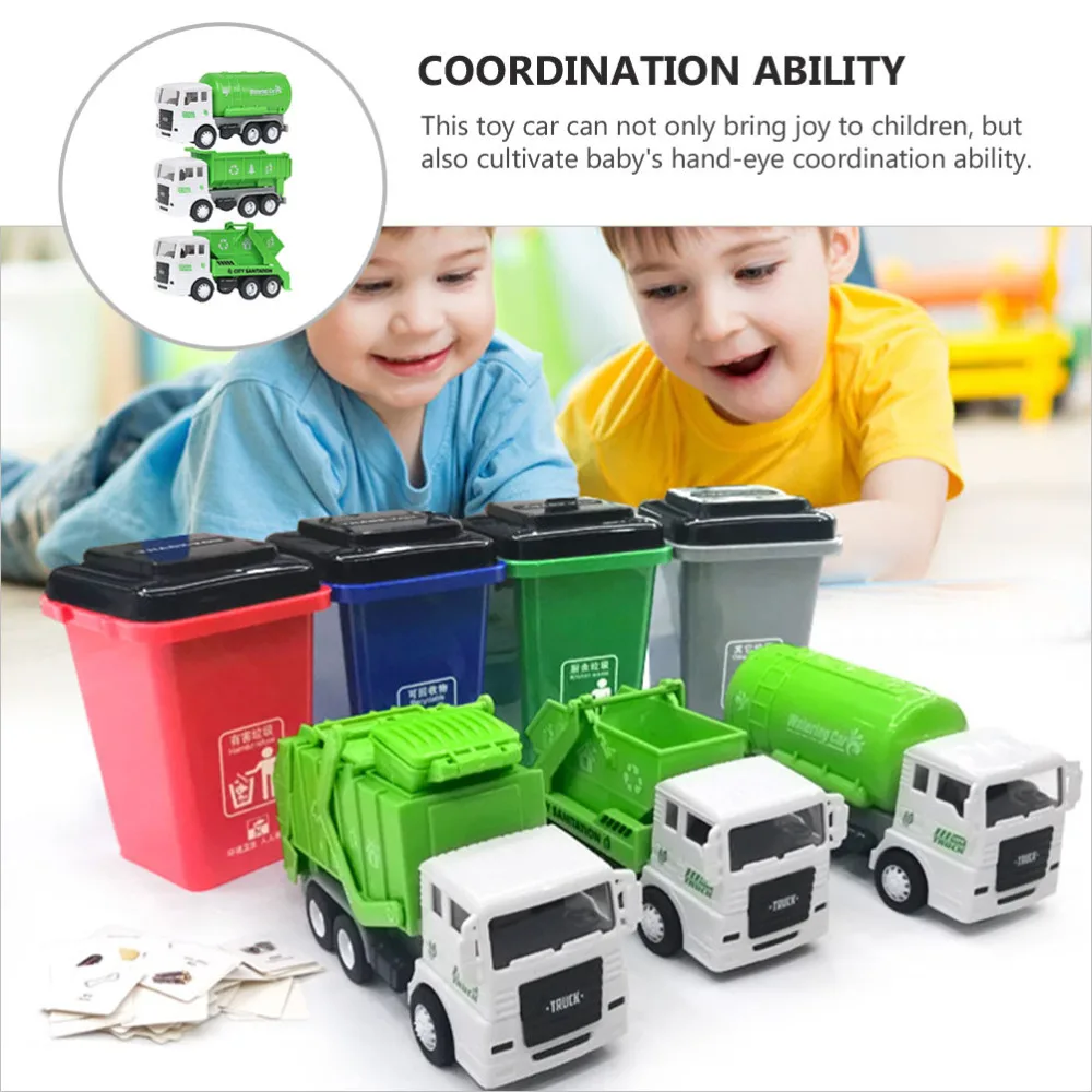 

3pcs Inertia Sanitation Truck Garbage Cleaning Truck Garbage Sorting Toys