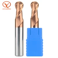 qiye hard alloy extended ball end milling cutter 2 flute hrc55 steel coating ball end milling cutter cnc numerical control tool