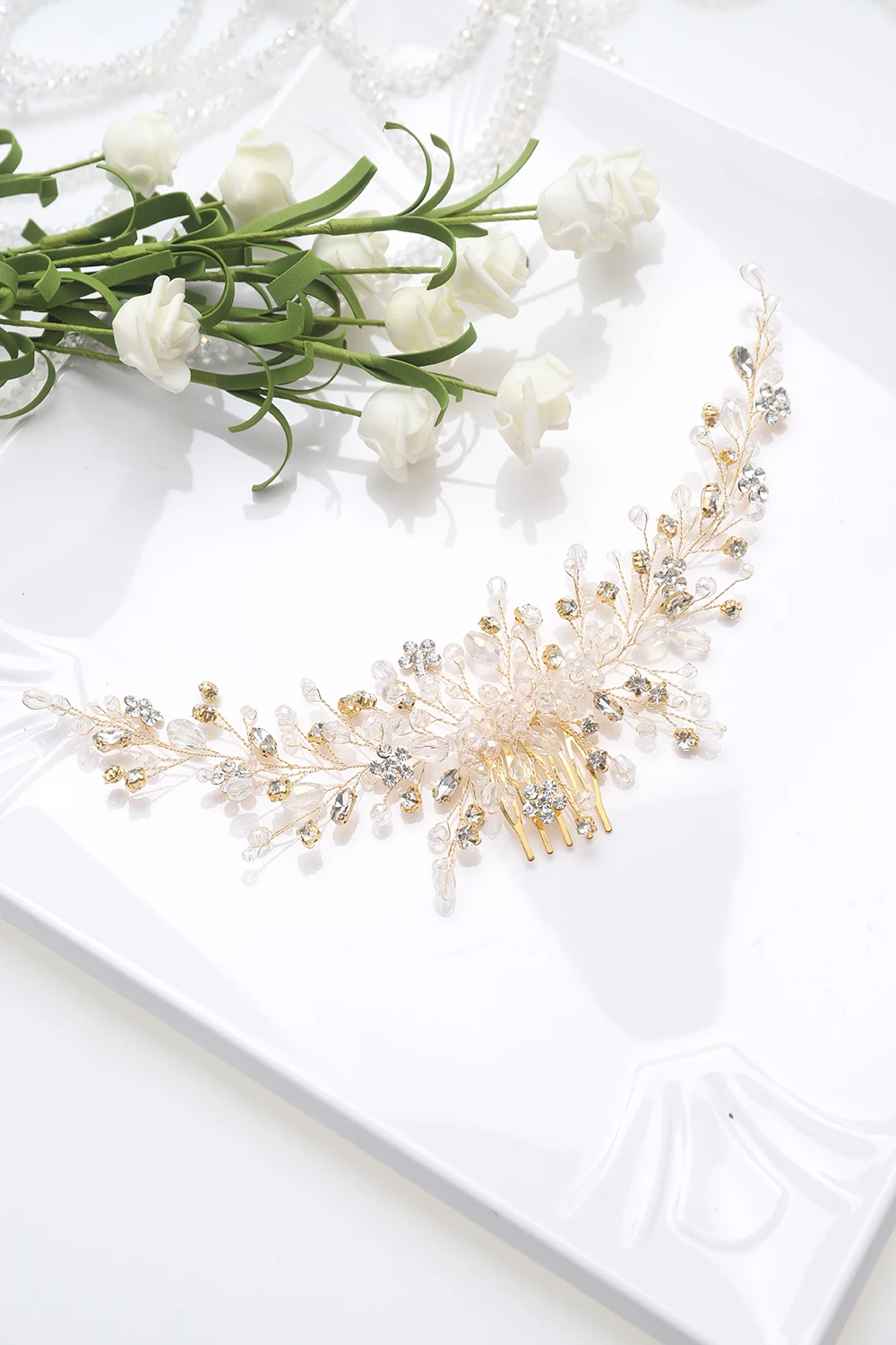 

2020 Vintage Rose gold Silver Wedding Accessories bridal headwear Shiny Crystal Hair comb Elegant banquet for women