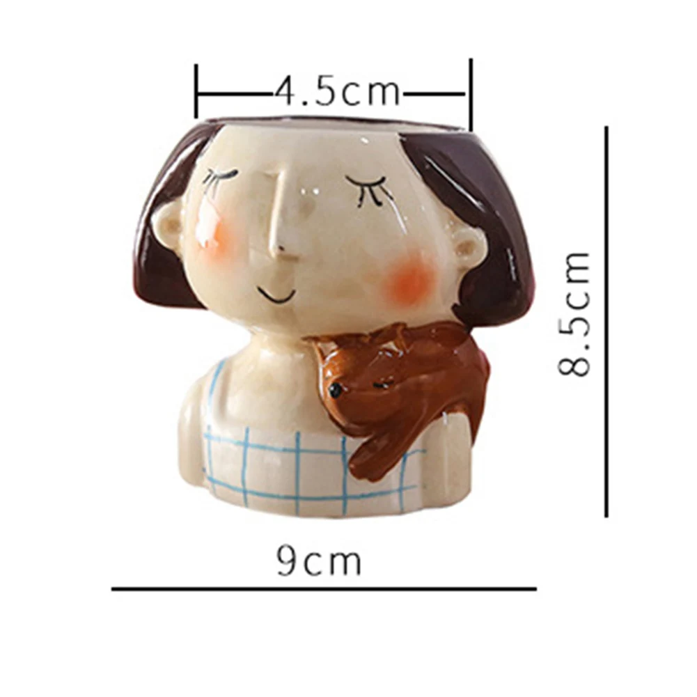 Милые девушки резьба цветочный горшок мультфильм сочные ящик для комнатных