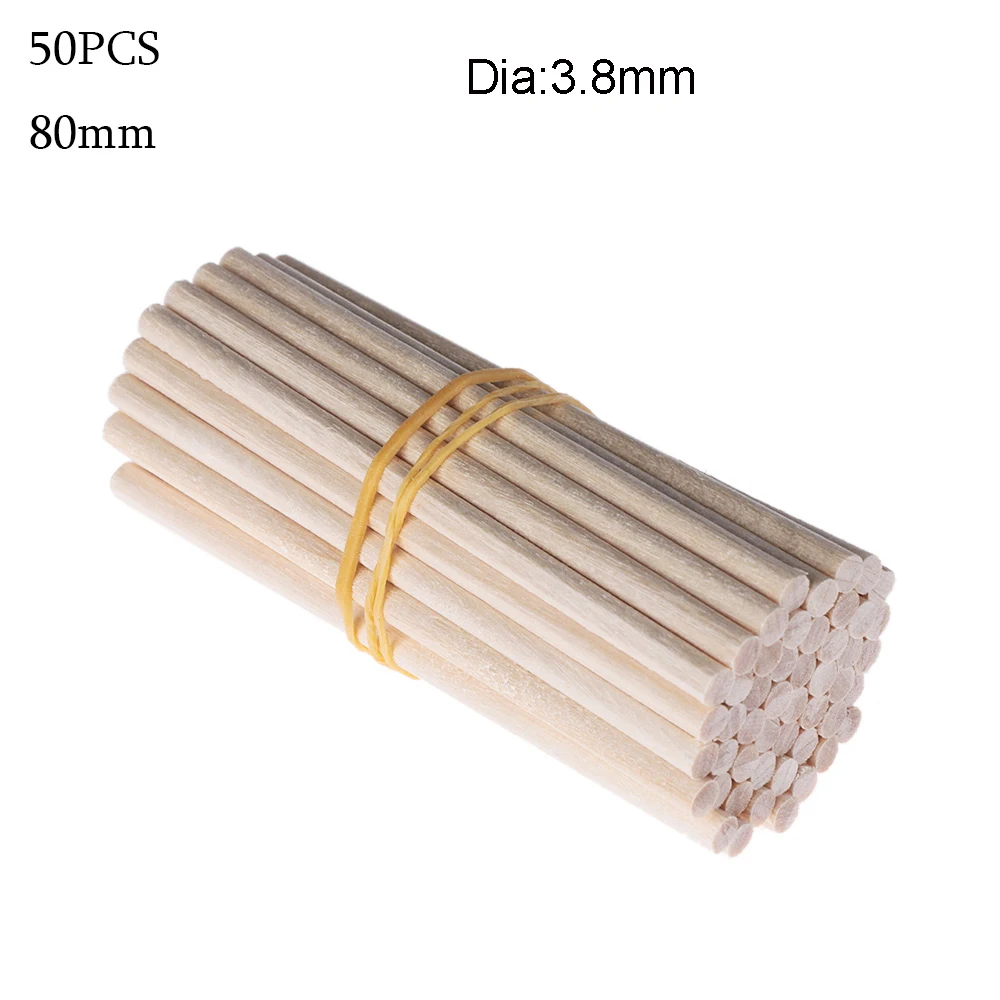 50pcs-80mm Хит, 50 шт., 80 мм/100 мм/150 мм, сосновые круглые деревянные стержни, палочки, Премиум прочный деревянный дюбель для рукоделия, строительная модель, Деревообработка - Цвет: 50pcs-80mm