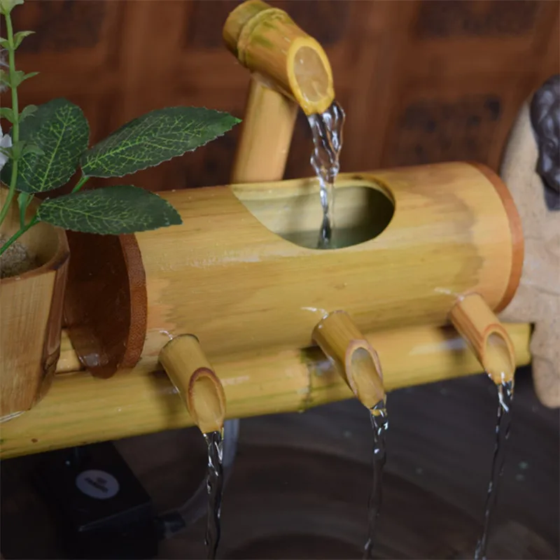 Бамбуковый аквариумный фонтан фэн-шуй для переработки воды украшение гостиной