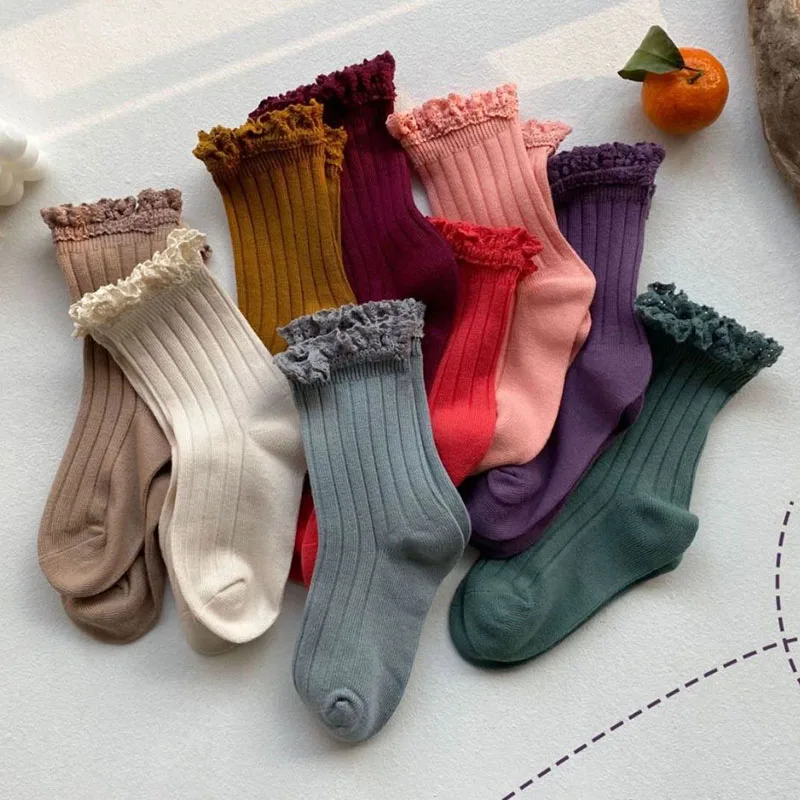 

Spring Kids Baby Girl Pure Color Mid-calf length Socks Autumn Infant Baby Girl Candy Color Children's Socks