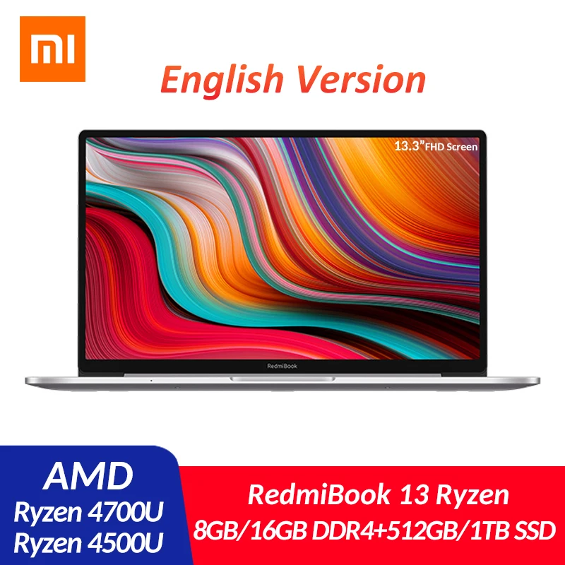 Оригинальный Xiaomi RedmiBook 13 ноутбук Mi 3 дюймов AMD Ryzen 4500U/4700U 8G/16G DDR4 512 ГБ/1 ТБ SSD Windows 10