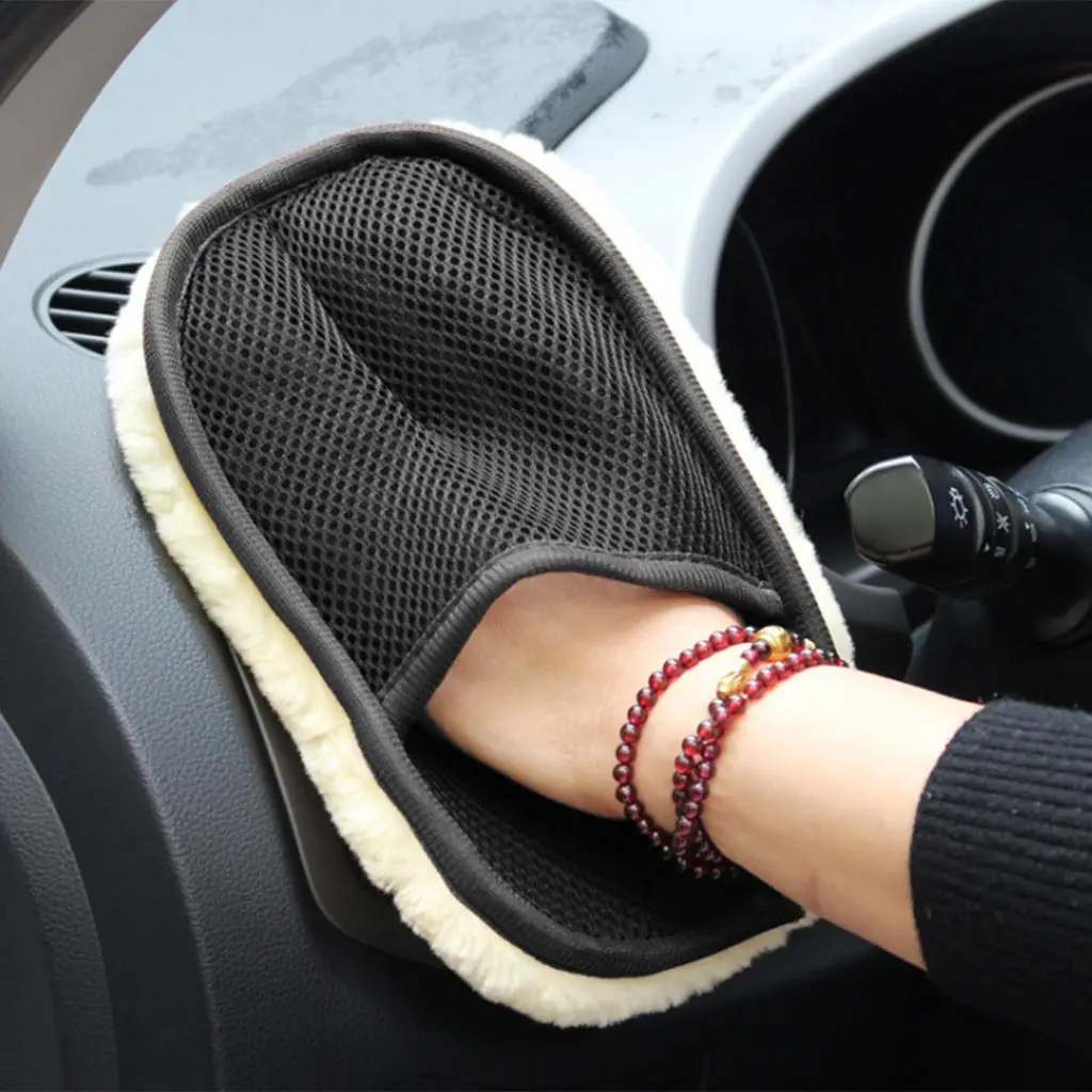 

Car Brushes Polishing Mitt Brush Clean Artificial Wool Car Wash Glove