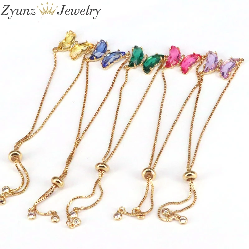 10 шт. Новое поступление браслет с хрустальными бабочками женский медный золотого