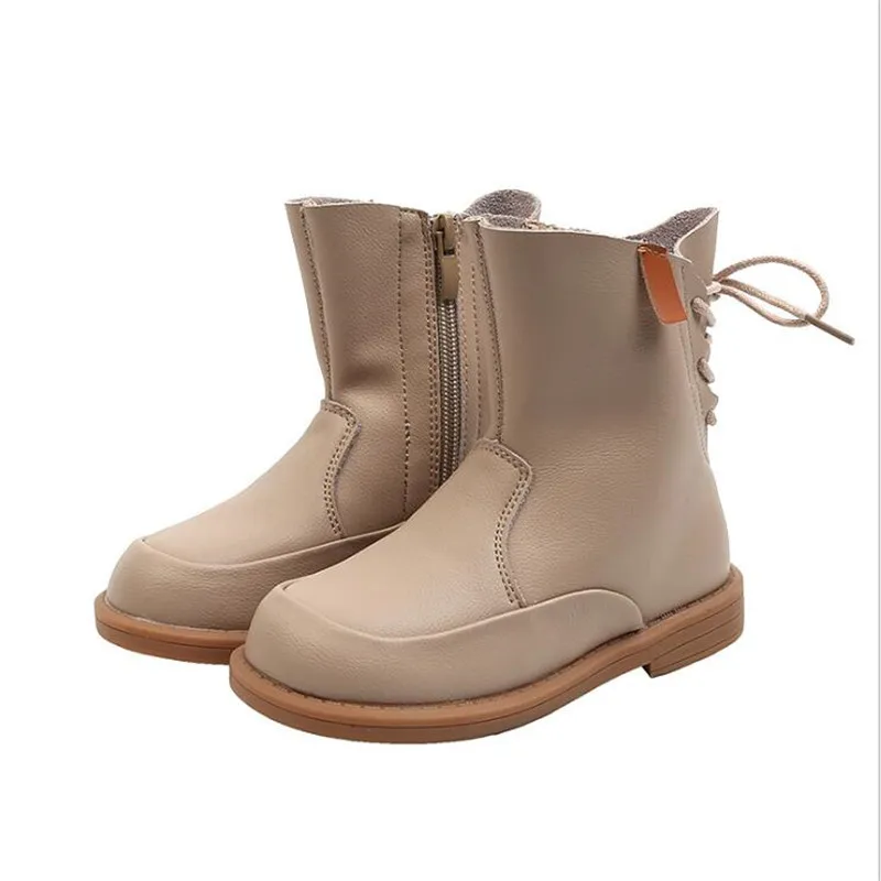 

Autumn 2020 new children's short boots Korean fashion girls single boots beige pink black Martin boots girls shoes 26-36