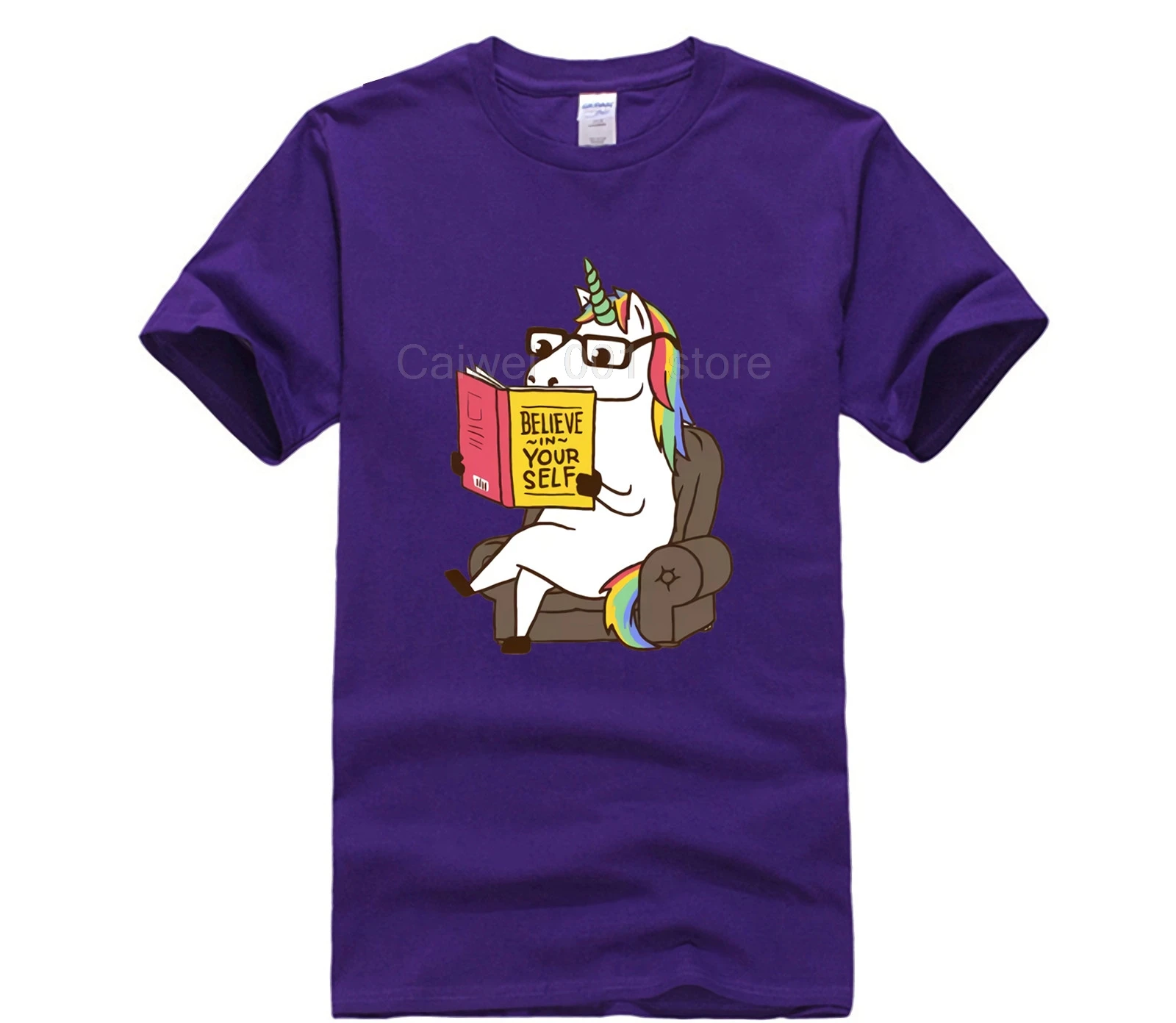 

100% Cotton Men's white short sleeve t shirt unicorn mens Fashion summer mens T shirt
