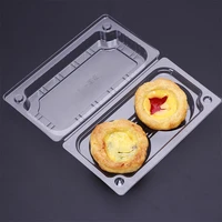 egg tart two pieces hinged cake box containers plastic food tray disposable