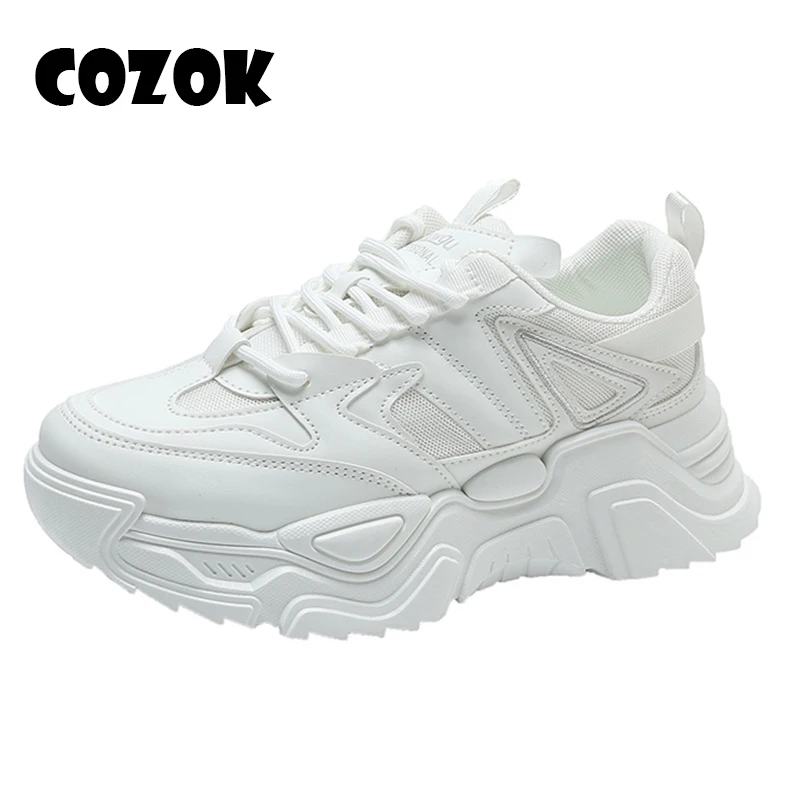 

Новинка 2022, спортивная обувь, кроссовки на платформе, женская модная Уличная Повседневная обувь из сетчатого полиуретана на шнуровке для бе...