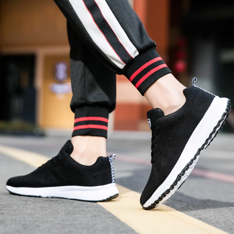 

Women Casual Sport Shoes Fashion Men Running Shoes Weave Air Mesh Sneakers Black White Non Slip Footwear Breathable Jogging