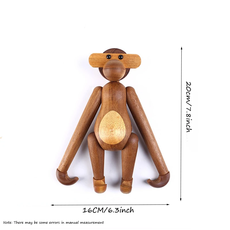 Interesante adorno de mono de madera hecho a mano en estilo n&oacute;rdico dan&eacute;s, adornos para el hogar, estatuas, esculturas, figuritas para Interior-4
