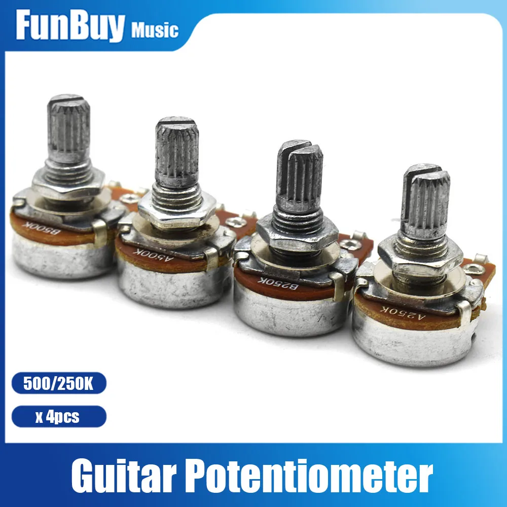 4pcs 15/18mm Shaft Electric Guitar Potentiometers Pots Volume Tone Control Pots A250K B250K A500K B500K Small/Big Pot