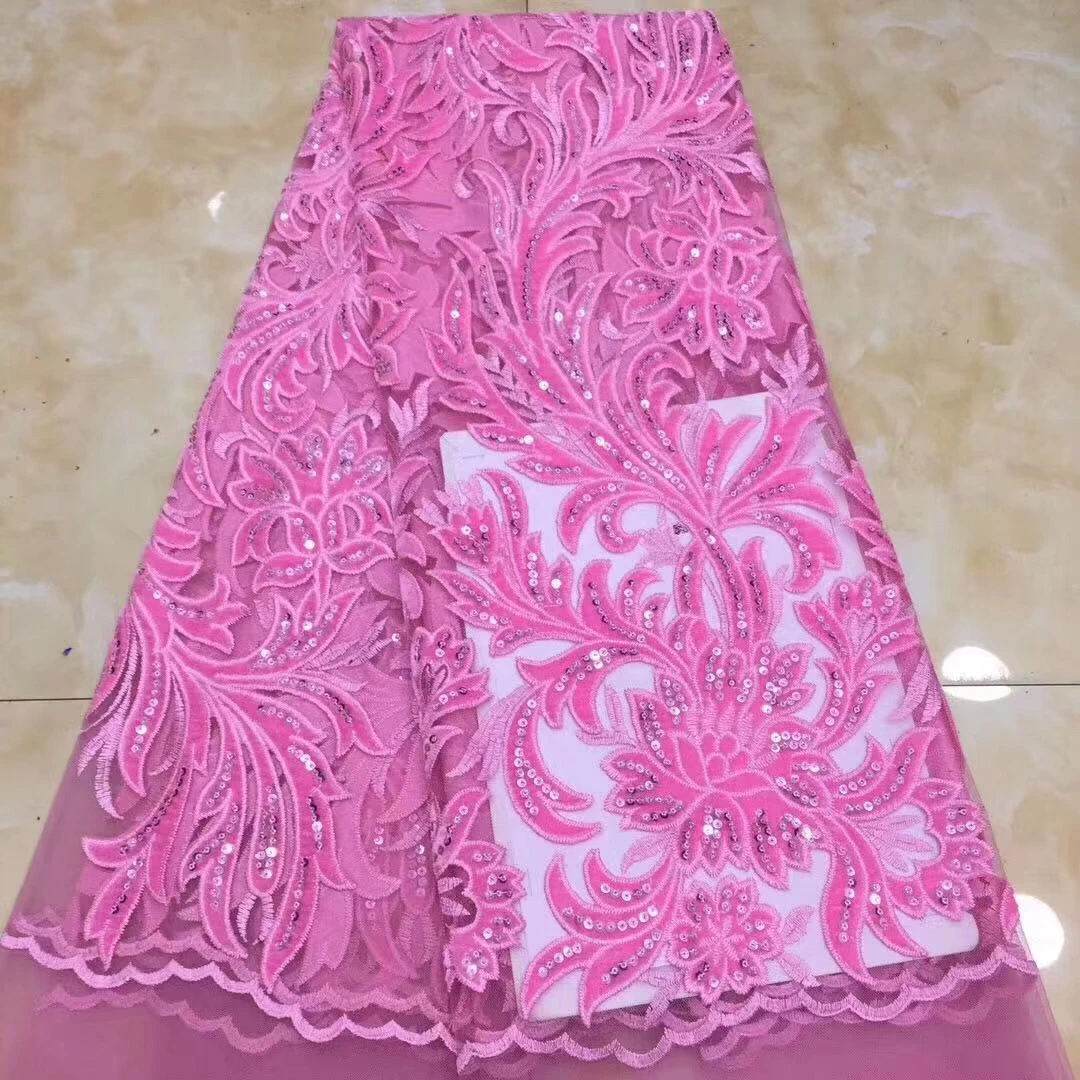 

Fashion French Tulle Lace Fabric Embroidery Velvet Lace High Quality Sequins Nigeria African Lace Fabric Wedding FJ35831