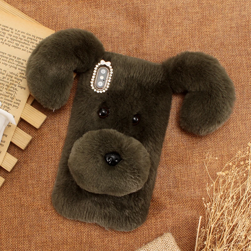 Модный красивый стильный защитный чехол с длинными волосами в виде собаки на