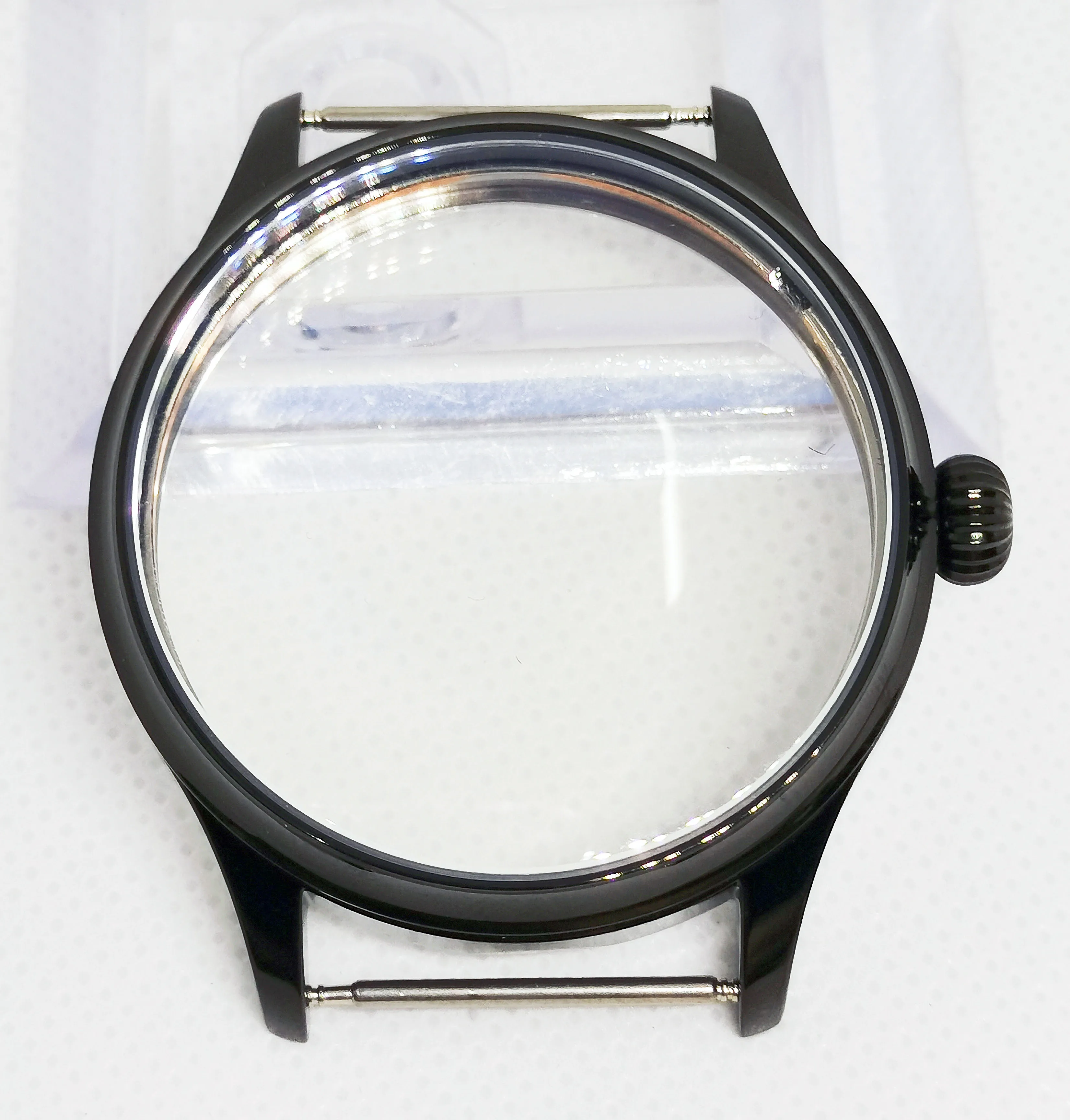 Новый 44 мм черный чехол для часов с зеленым светящимся циферблатом и стрелками