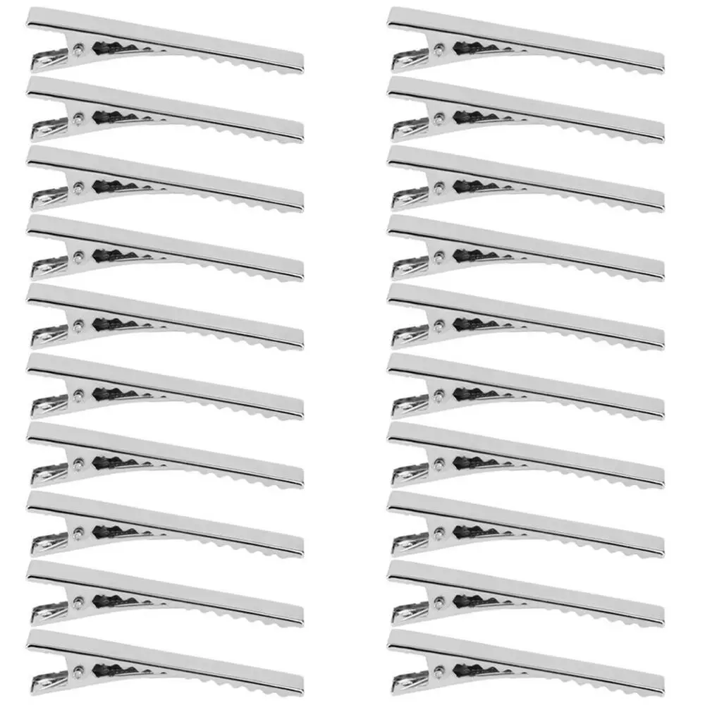 20 шт. серебряные плоские металлические одиночные зажимы для волос аллигатора