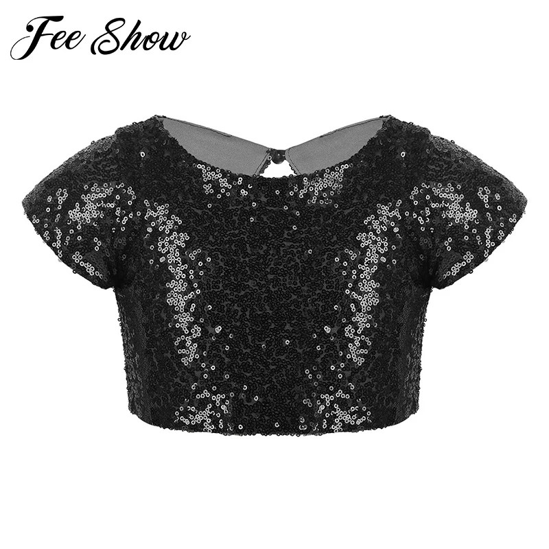 Детские топы с блестящими блестками и рукавами крылышками для девочек