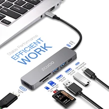 USB C hub 7-in-1 adapter with HDMI, Type C PD charging, 2 USB 3.0 ports, SD TF card reader, suitable for MacBook/Pro/Air, iPad