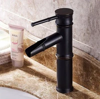 bamboo style black oil rubbed bronze antique brass bathroom sink basin mixer tap faucet one hole single handle mnf054