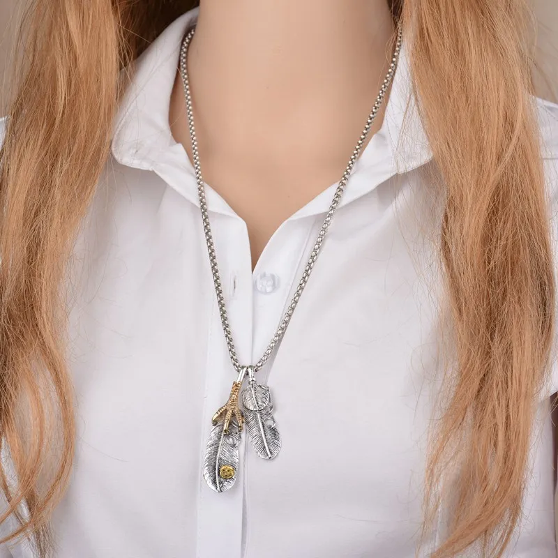Винтажная Длинная цепочка в виде листьев подарки и ожерелье для мужчин женщин с