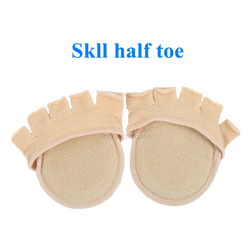Skin half toe 1 пара хлопок Полустельки колодки стельки для ухода за ногами Обезболивание для носка стопы Массажный гель метатарзальный носок Поддержка колодки стельки стопы - Цвет: Skin half toe