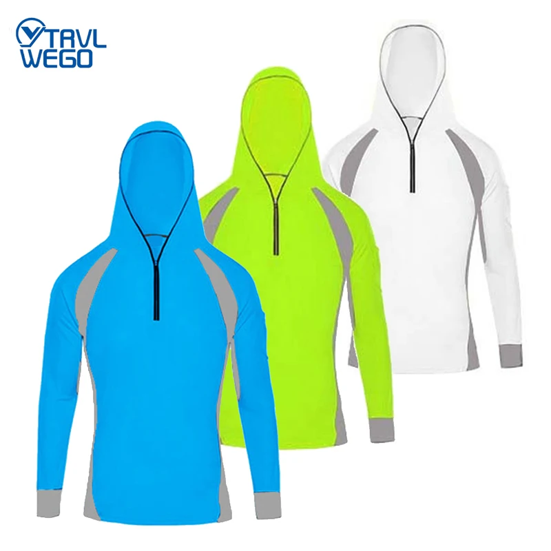 Высококачественная рыболовная Солнцезащитная рубашка TRVLWEGO синяя желтая белая