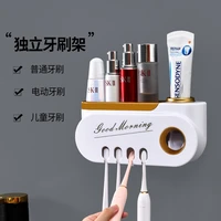 wall mounted toothbrush rack bathroom storage teeth brush press toothpaste squeezer set coaster holder mold