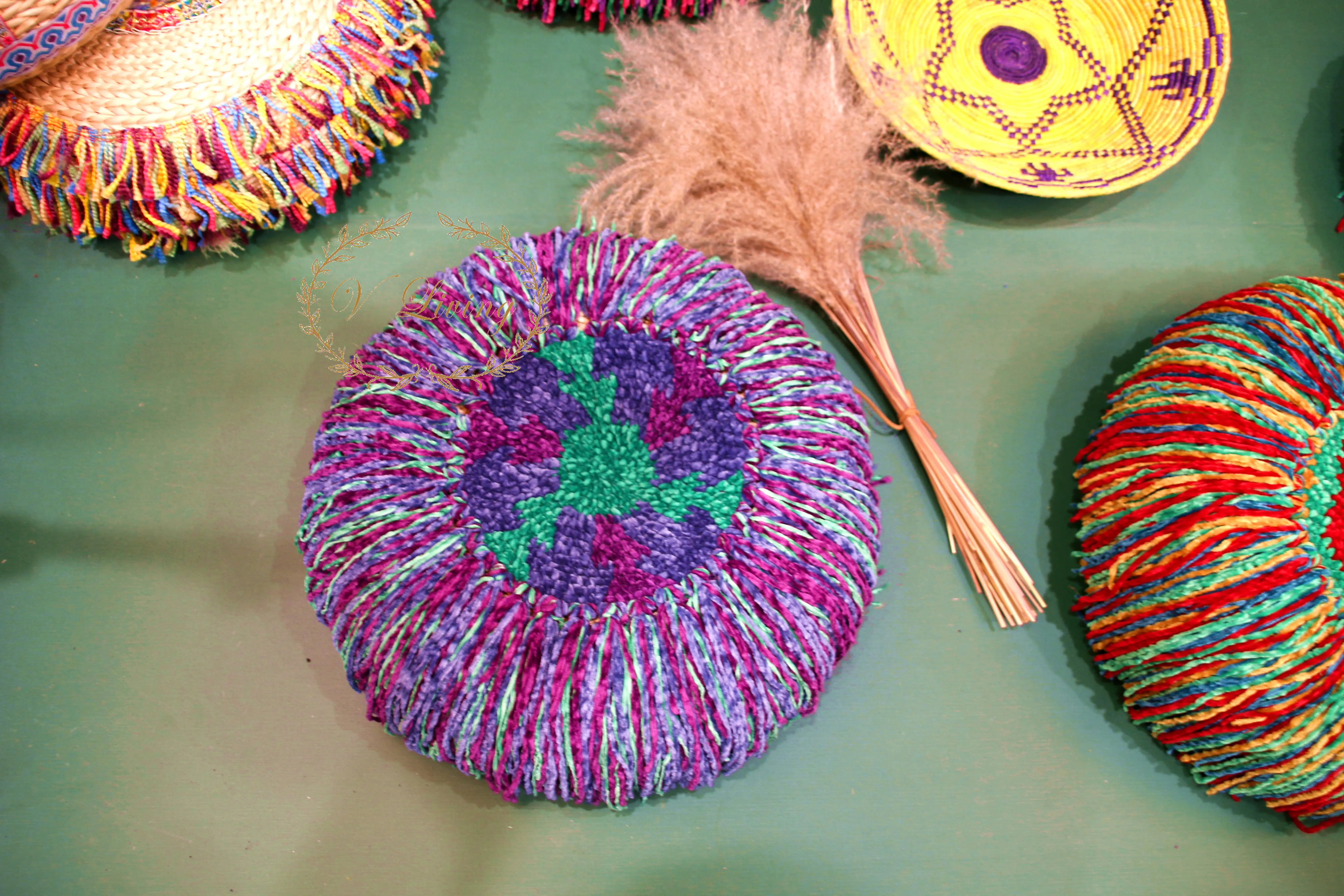 Handmade Straw Futon Tatami Ottoman Retro Bohemian Style Home Nordic Stool Sitting Pier Cushion | Stools &amp Ottomans