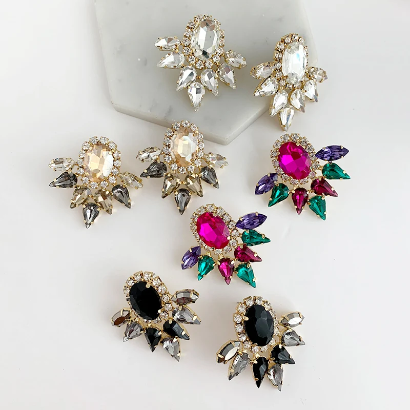 Цвета с украшением в виде кристаллов геометрические свисающие серьги большими