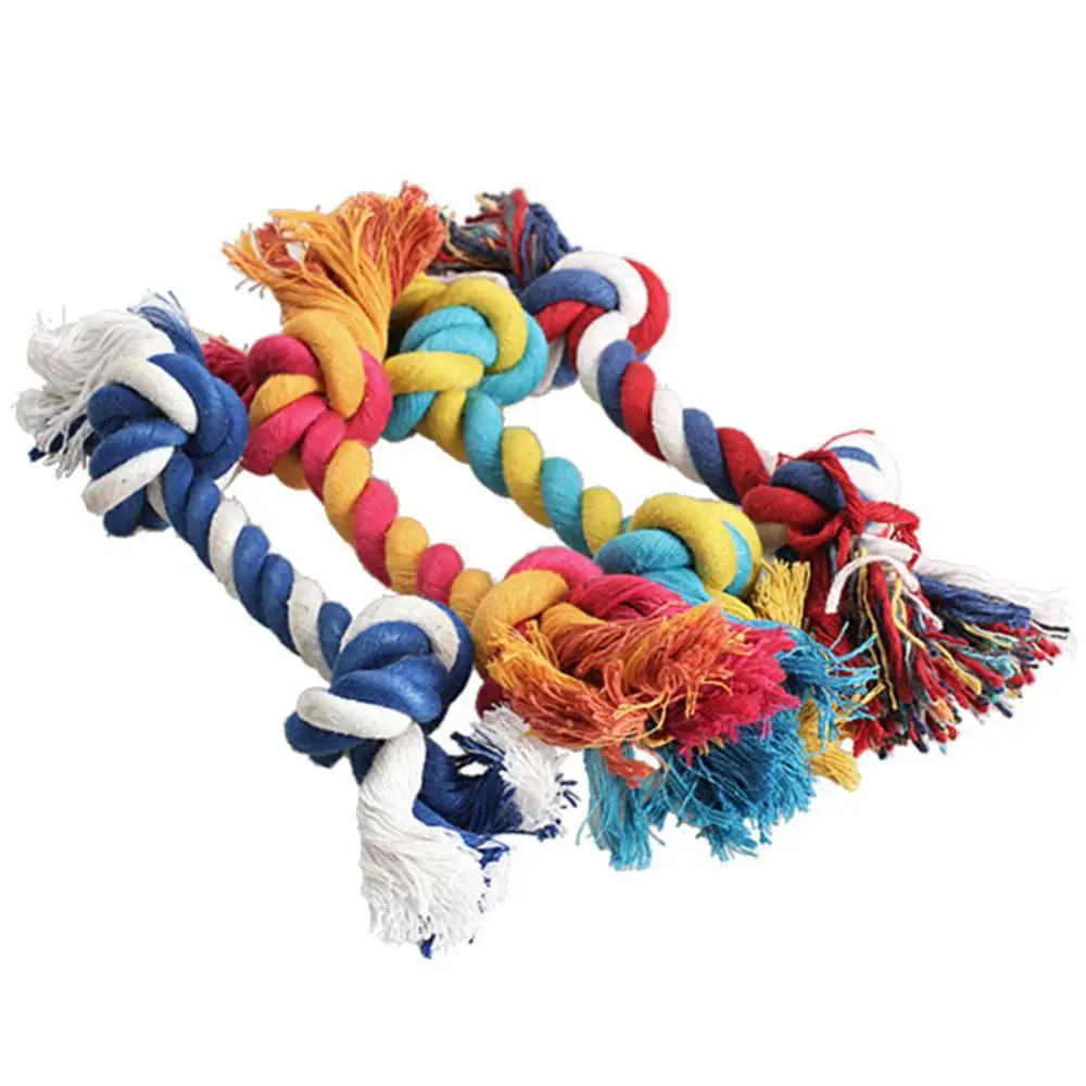 

Pet Dog Puppy Double Knot Chew Rope Knot Toys Clean Teeth Durable Braided Bone Rope Pet Molar Toy Pet Supplies Random Color