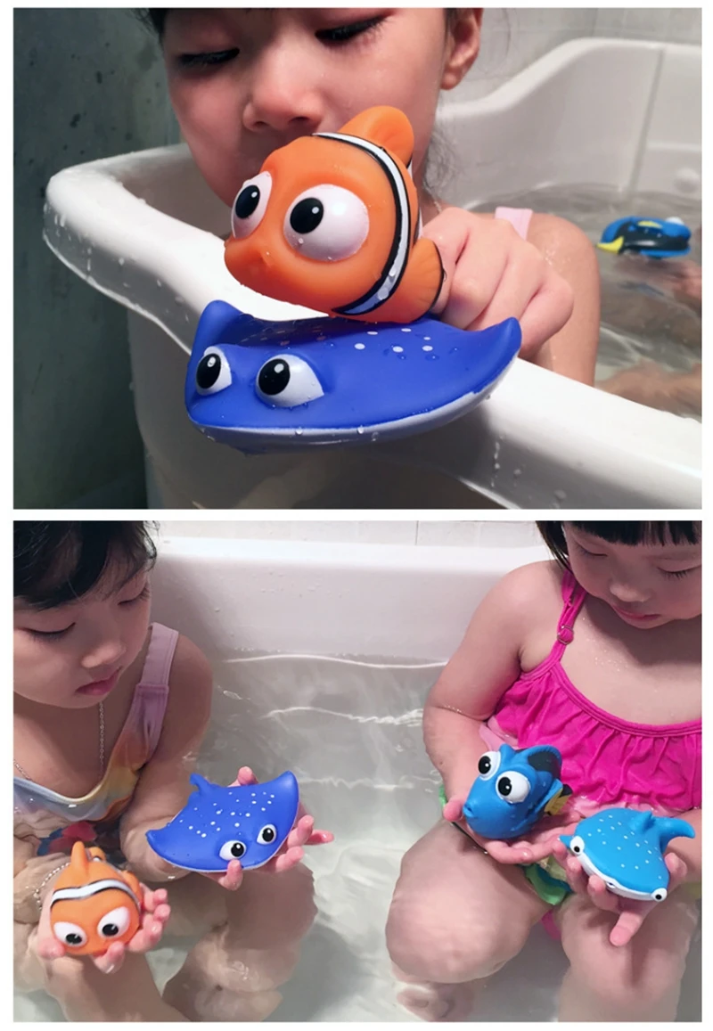 

8PCS Set Bath Shower Toy Fish Nemo Shark Baby Bathroom Swimming Children Rubber Classic Educational Hobbies Play Animals Toys