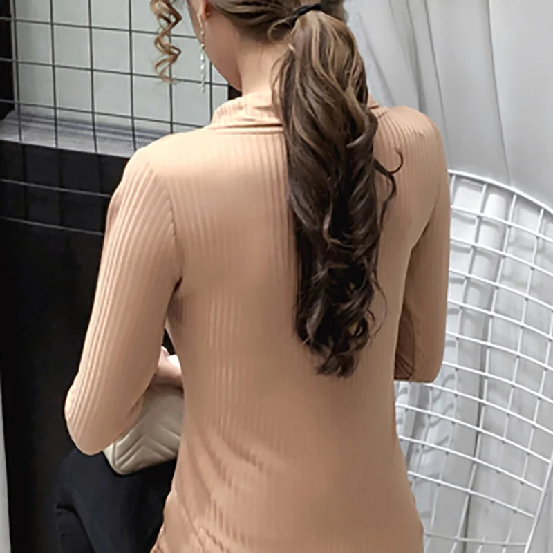 Женская футболка с длинным рукавом облегающая пикантная эластичная в Корейском