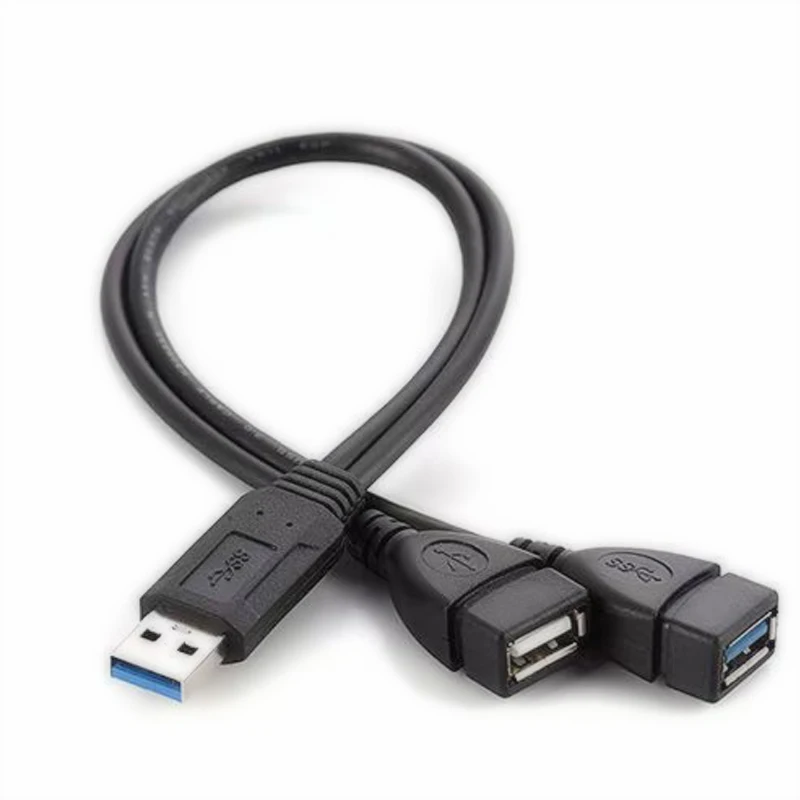 Universal USB 3.0 2.0 Male To Dual USB 3.0 Female Jack Splitter 2 Port USB Hub Data Cable Adapter Cord For Laptop Computer