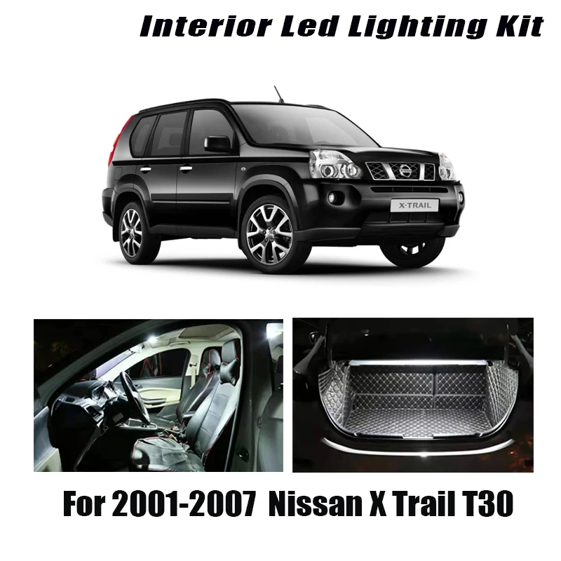 Комплект светодиодов для освещения салона автомобиля без ошибок 9 шт. Nissan X Trail T30