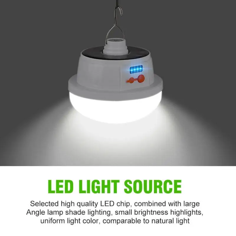 

Hot Multifunctional LED Solar Power Shed Light Bulb Portable Hang Up Lamp Hook Outdoors Camp Lantern For Family Lighting Camping