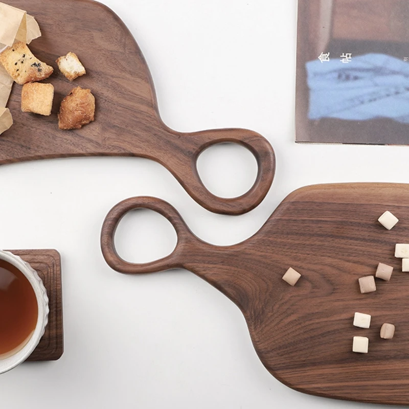 

Natural Irregular Steak Bread Board Dessert Tray with Hanging Ring Cutting Board