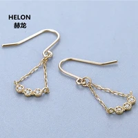 Solid 18k Yellow Gold SIH Natural Diamonds Women Drop Earrings Engagement Wedding Fine Hook Earrings