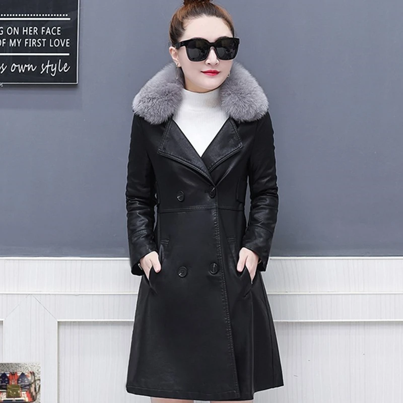 Женская мода новинка весна осень двубортное женское пальто с v образным вырезом и