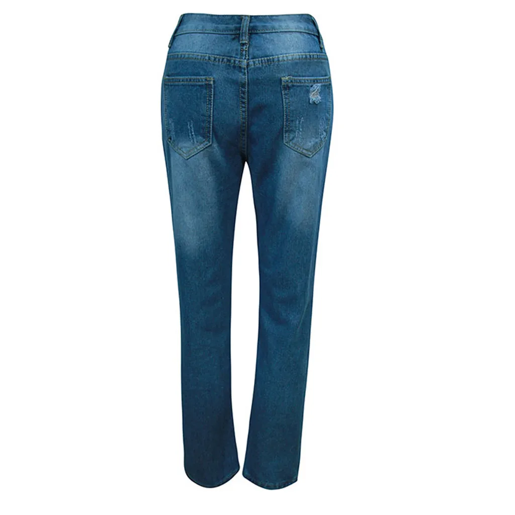 Женские прямые рваные джинсы SAGACE свободные однотонные с высокой талией