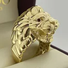 Мужское кольцо, с резным львом и животным, из сплава