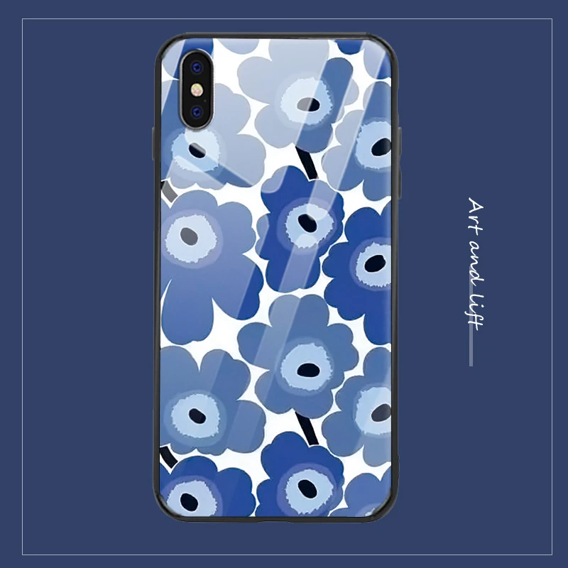 Цветочный простой стиль iphone xr xsmax 6/7/8 plus стеклянный чехол для телефона полная