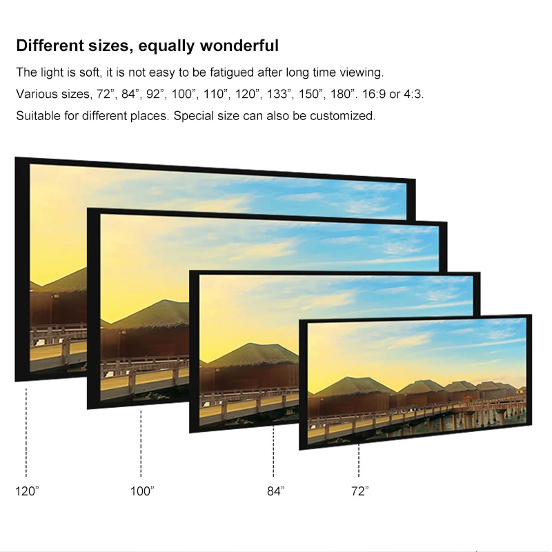 Экран для проектора 3D 4K ALR Гибкая металлическая рамка с фиксированной рамкой 6 5 см