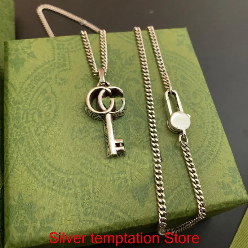 

Ag 925 Sterling Silver Double Key Necklace Men And Women Couple Hip Hop Retro Trend Luxury Charm Jewelry Of The Party Gift