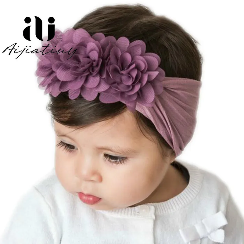 Baby Girl Headbands - Big Floral Elastic Hair Bands, 3D Flower Hair Accessories for Kids and Toddlers, Elastic Head Wraps with Bow image 2