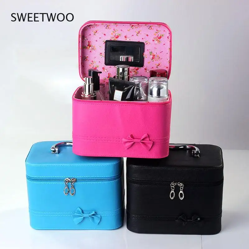 Portable Zipper Handbag Storage Bag Makeup Cosmetic Organizer Travel Box