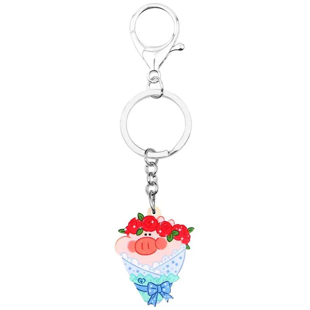 Bonsny акриловый на День святого Валентина роза свинья брелок сумка автомобильный