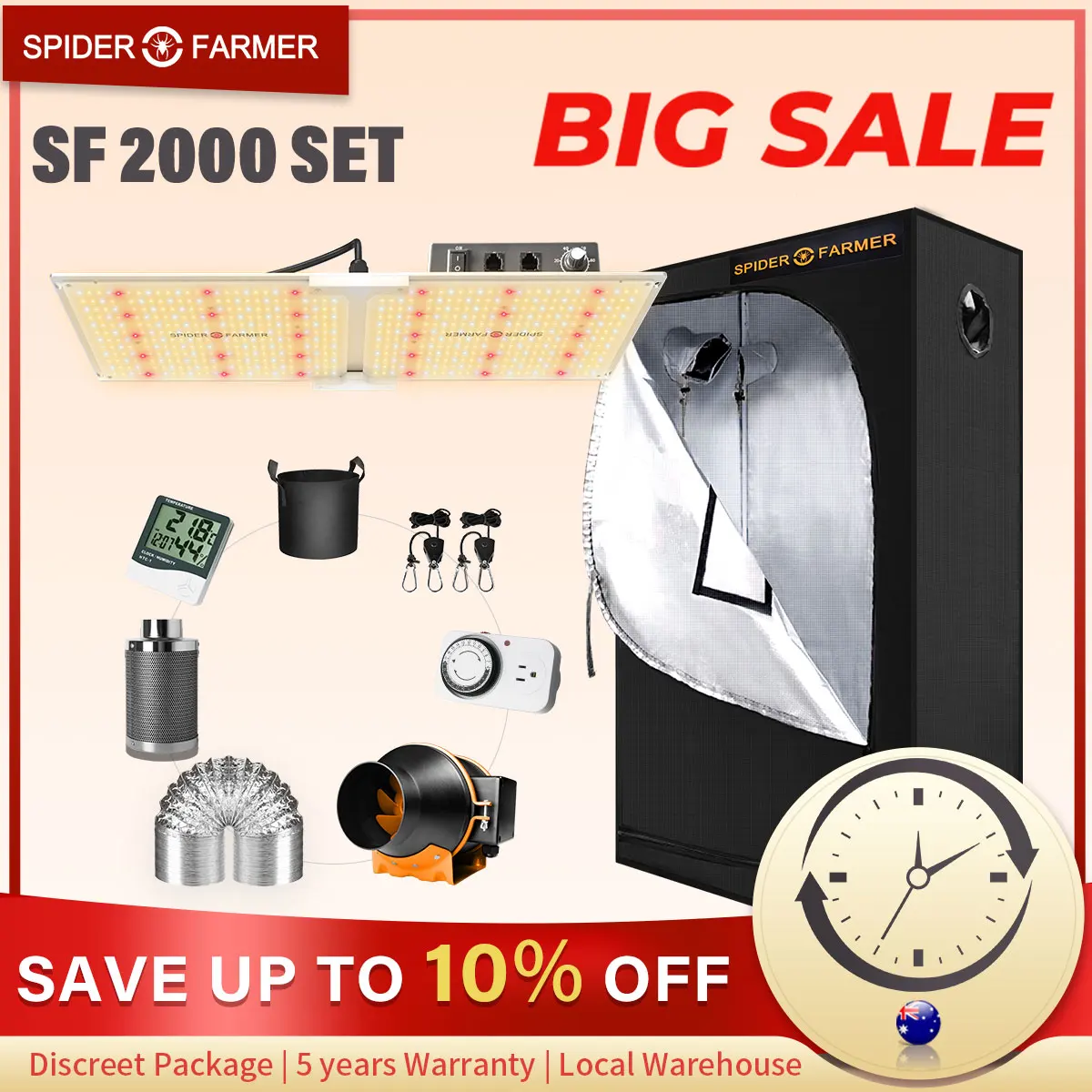 

Spider Farmer SF 2000W and 120x60cm Tent Kits Carbon Filter with Samsung Led LM301D Dimmer LED Grow Light Full Spectrum Lamp